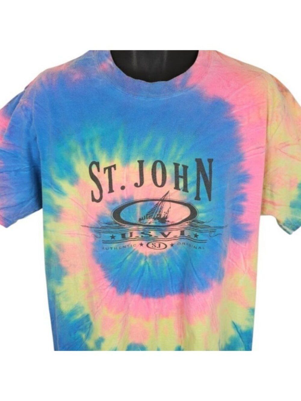 St John T Shirt Mens Size Large Tie Dye Virgin Islands Travel Destination Tee